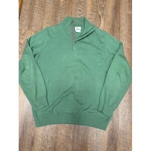 Lacoste Mens Button Mock Neck Green 100% Cotton Sweater Pullover